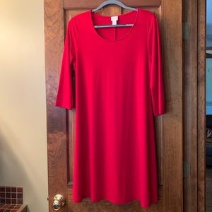 Chico RED DRESS, size 1 or 8-10 medium. Round neck, slight flare. SO SOFT!!